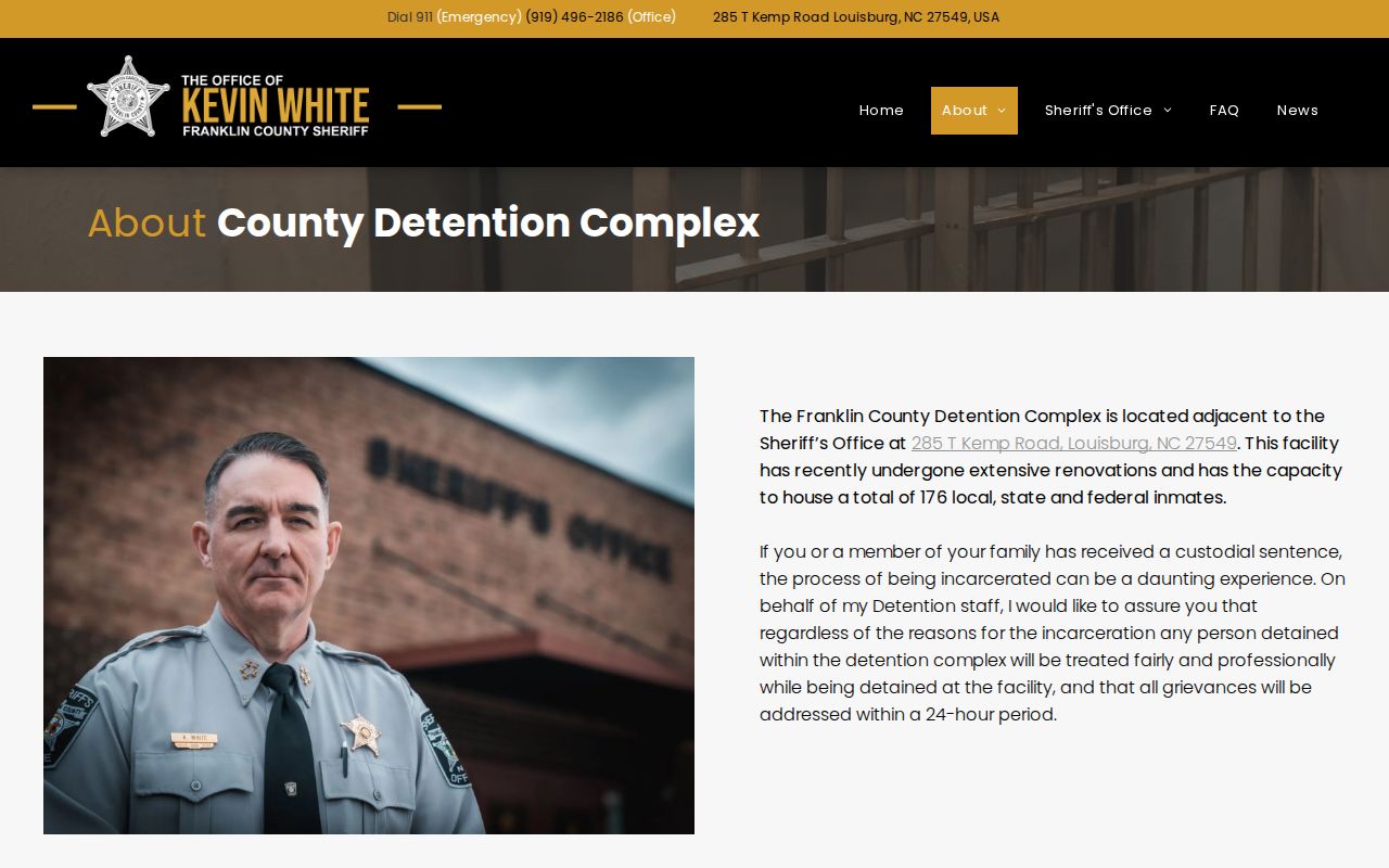 Franklin County arrest record and detention complex information