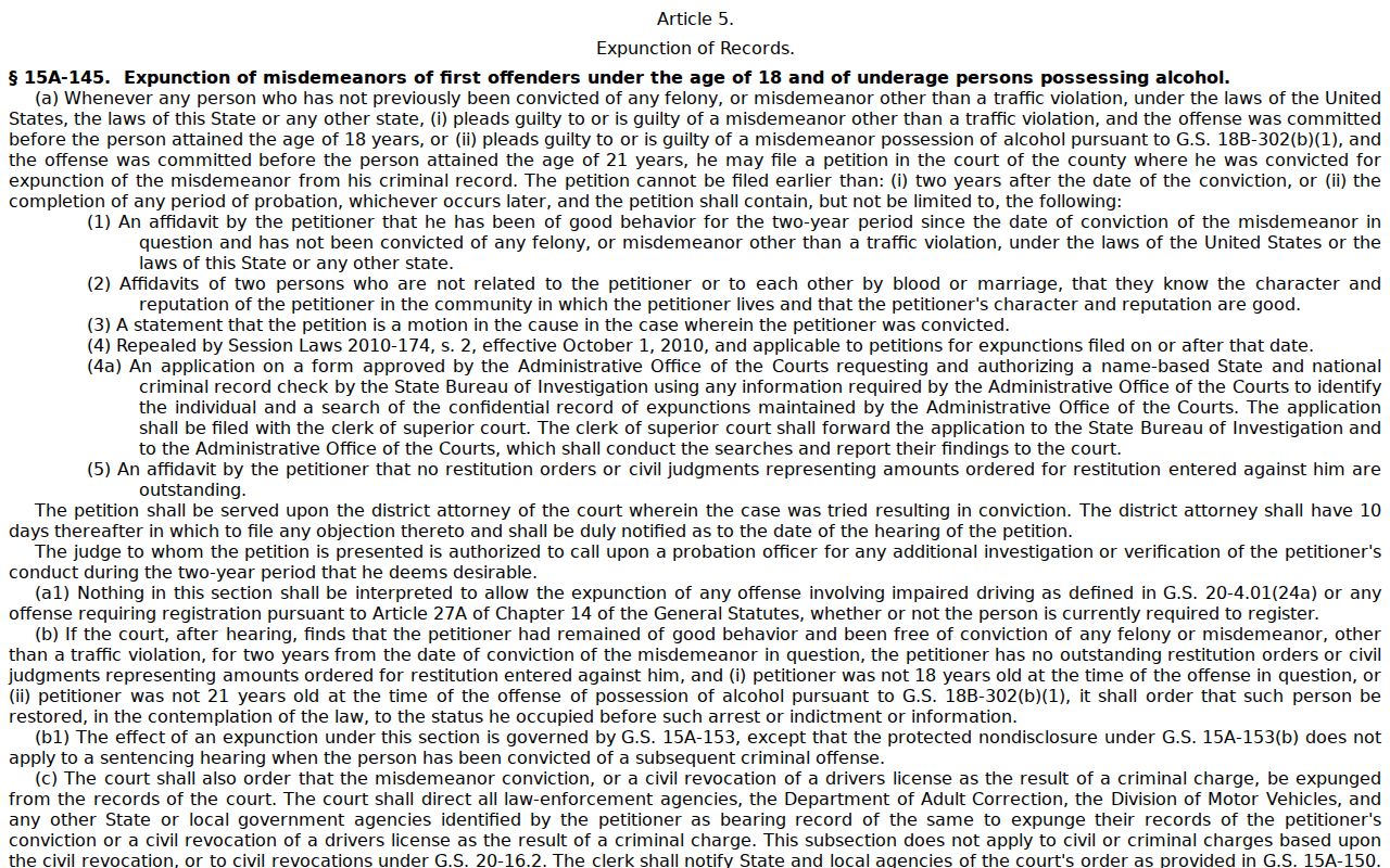North Carolina arrest procedures used for Franklin County arrest records