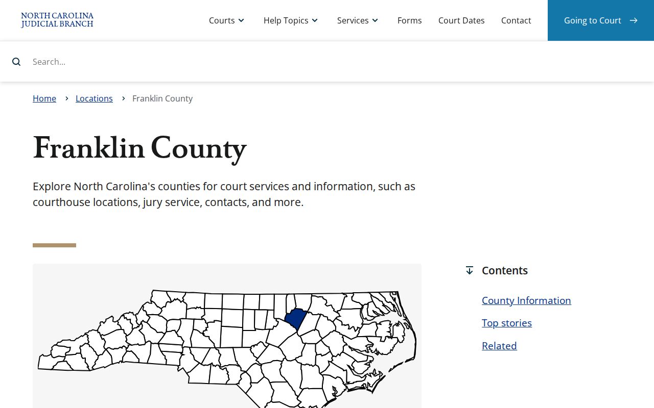 Franklin County court case services landing page